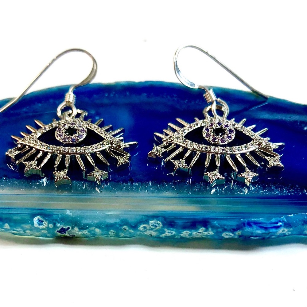 Evil Eye Earrings, Hamsa, Protection, Minimalist - Picture 4 of 9